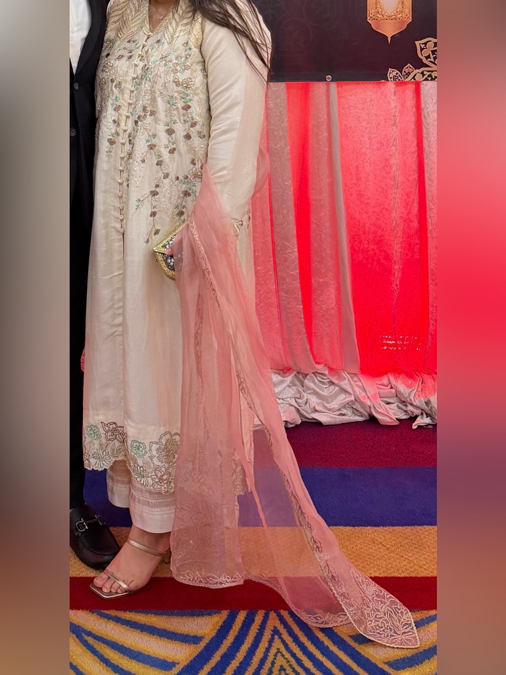 Umsha Babar wedding Ivory & Blush PakistaniIndian Dress with Sheer Blush Dupatta